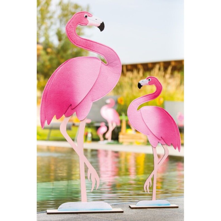 Flamant rose feutrine 55cm - Tropical party