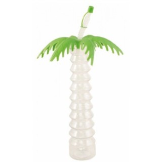 Verre plastique palmier avec paille - Tropical party
