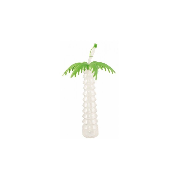 Verre plastique palmier avec paille - Tropical party