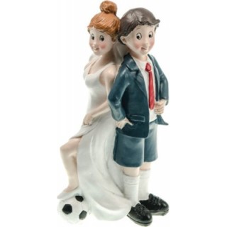 Figurine couple mariés ballon de foot - accessoires mariage - articles de fête