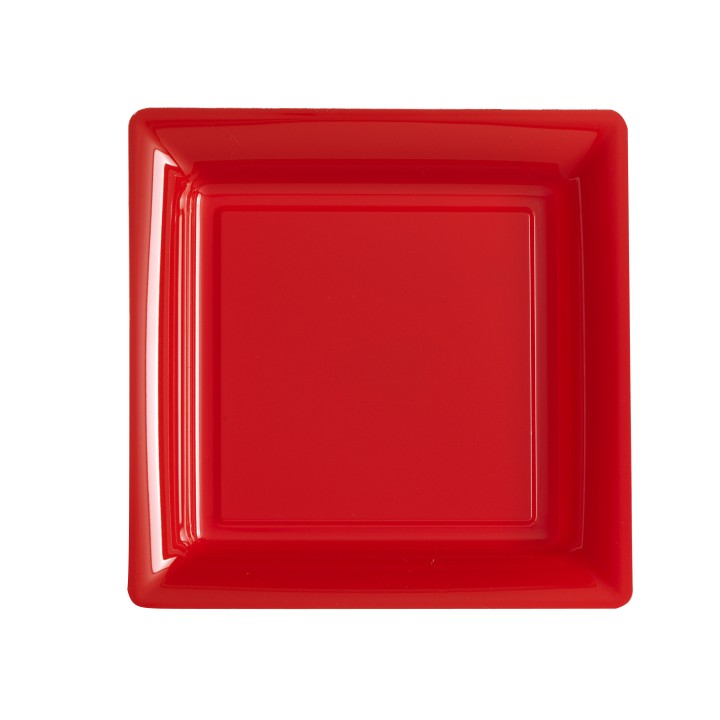 Assiette carrée moyen modèle 21.50 cm rouge