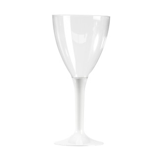 Verre à vin plastique pied couleur blanc