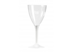 Verre à vin plastique pied couleur blanc