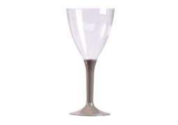 Verre à vin plastique pied couleur gris