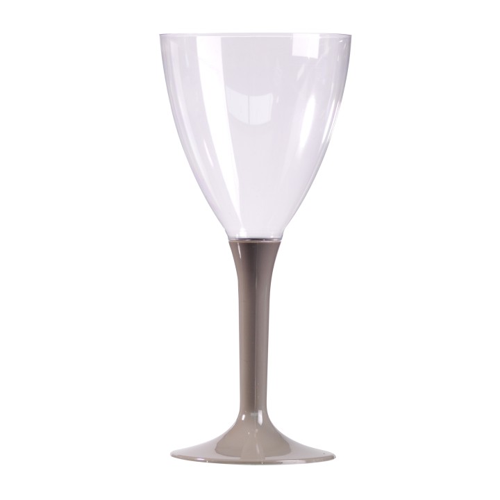 Verre à vin plastique pied couleur gris