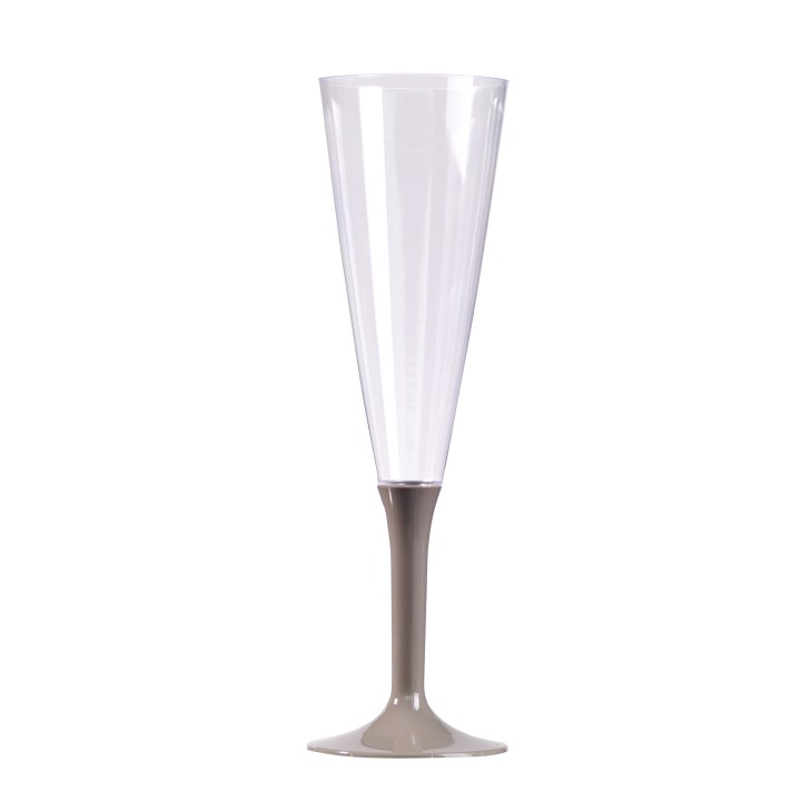 Flûte à champagne plastique pied couleur gris