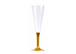 Flûte à champagne plastique pied couleur or