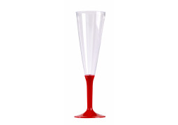 Flûte à champagne plastique pied couleur rouge