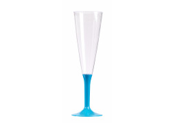 Flûte à champagne plastique pied couleur turquoise