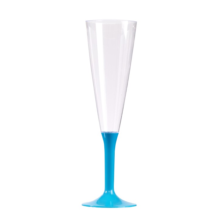 Flûte à champagne plastique pied couleur turquoise