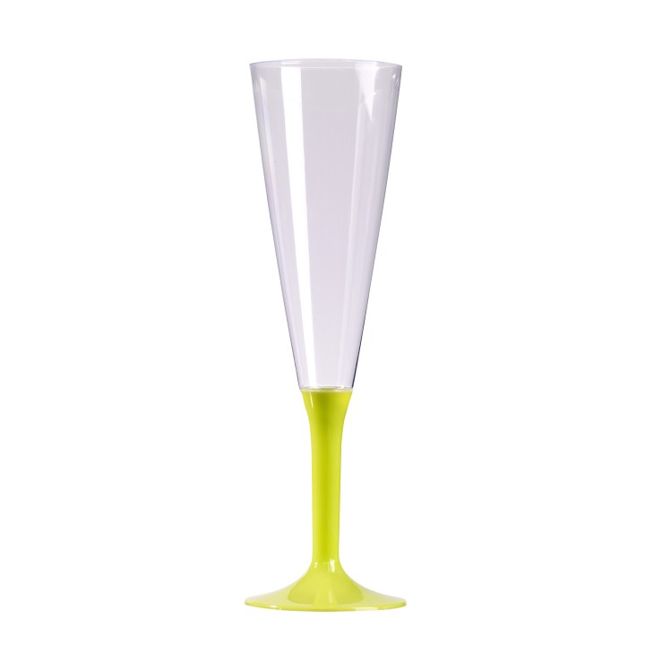 Flûte à champagne plastique pied couleur vert lime