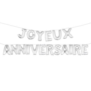 Kit mini ballon aluminium Joyeux Anniversaire argent - Article de fête