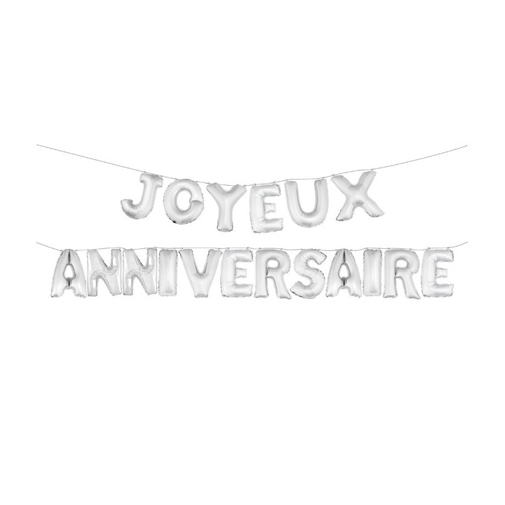 Kit mini ballon aluminium Joyeux Anniversaire argent - Article de fête