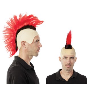 Perruque crête punk rouge
