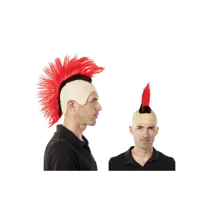 Perruque crête punk rouge