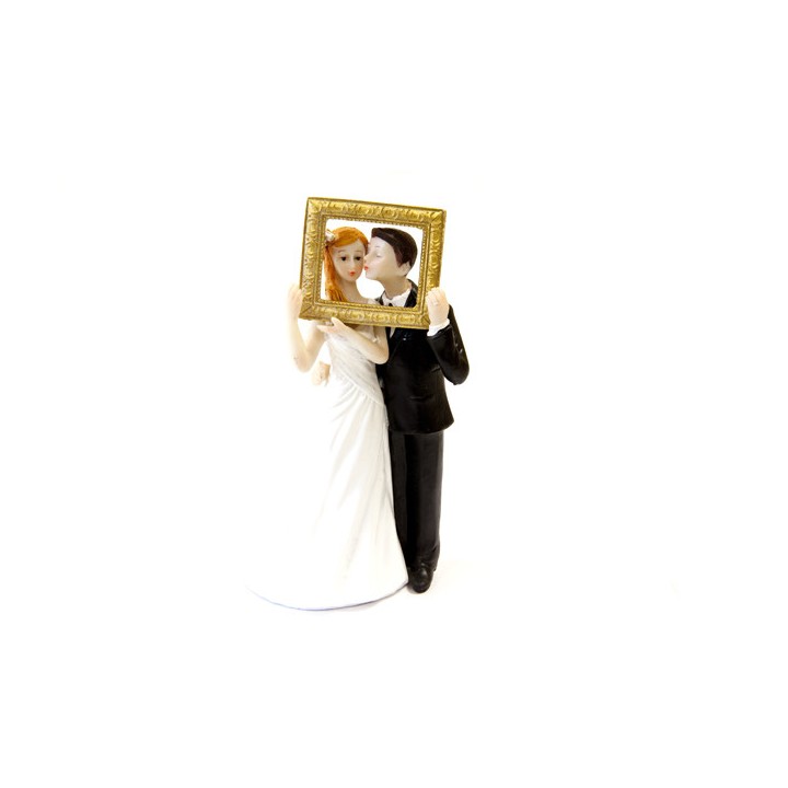 Figurine couple mariés cadre photo - accessoires mariage - articles de fête