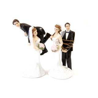Figurine couple mariés humoristique - accessoires mariage - articles de fête