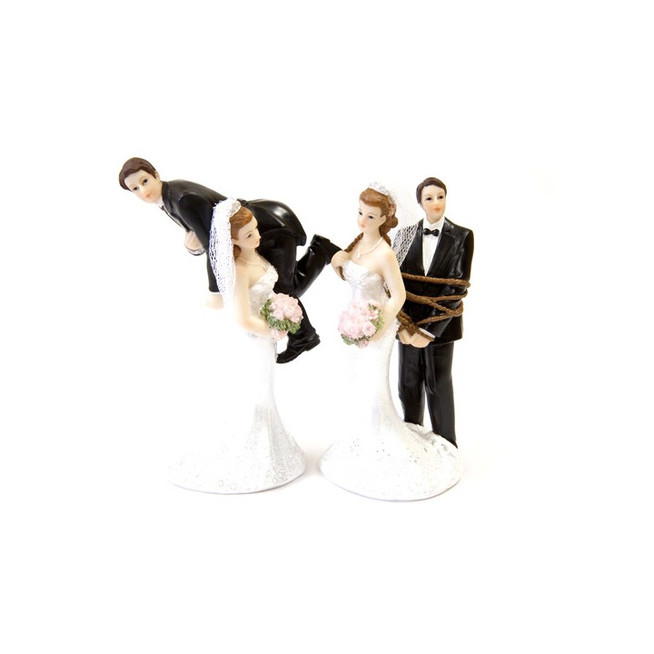 Figurine couple mariés humoristique - accessoires mariage - articles de fête
