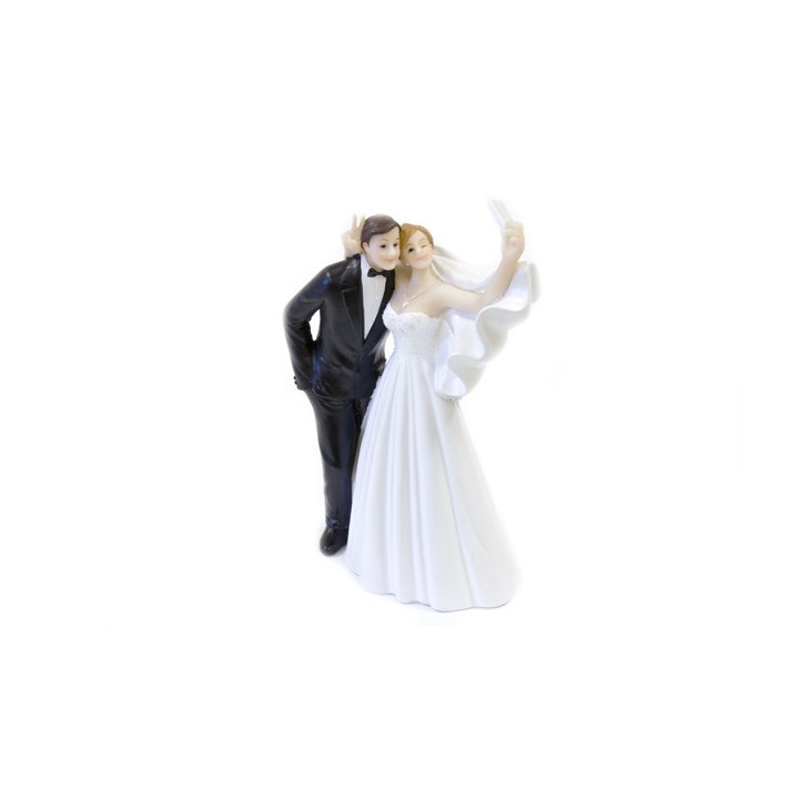 Figurine couple mariés selfie - accessoires mariage - articles de fête