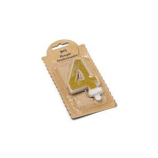 Bougie pailleté or chiffre 4 - Anniversaire