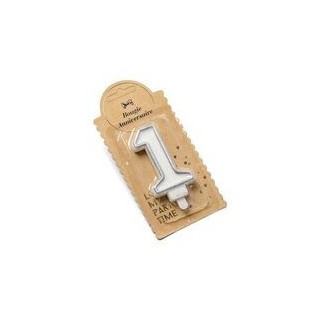 Bougie pailleté argent chiffre 1 - Anniversaire