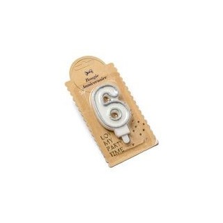 Bougie pailleté argent chiffre 6 - Anniversaire
