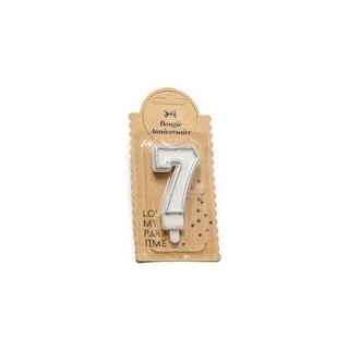 Bougie pailleté argent chiffre 7 - Anniversaire