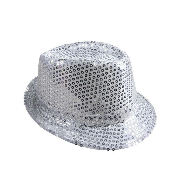 Chapeau borsalino sequin argent