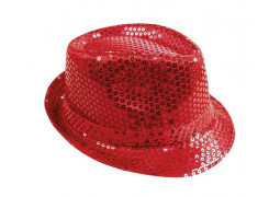 Chapeau borsalino sequin rouge