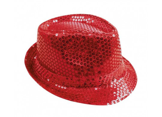 Chapeau Borsalino Paillettes Sequins, Rouge - Aux Feux de la Fête - Paris