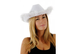 Chapeau cow boy plume blanc