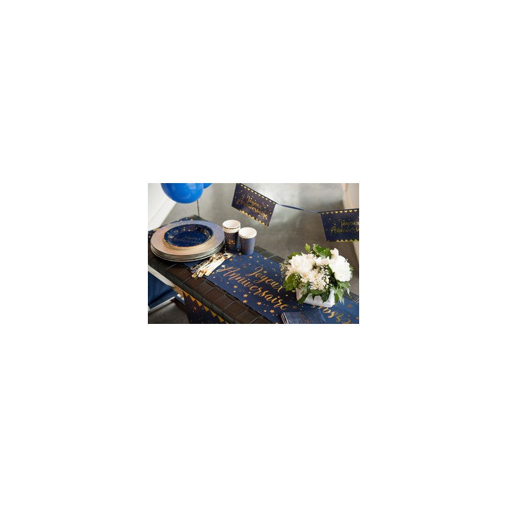 Gobelets carton bleu marine Joyeux anniversaire - La table - articles de fête