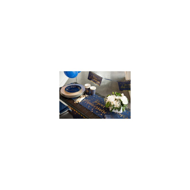 Assiettes carton bleu marine Joyeux anniversaire - La table - articles