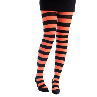 Collant rayé noir/orange