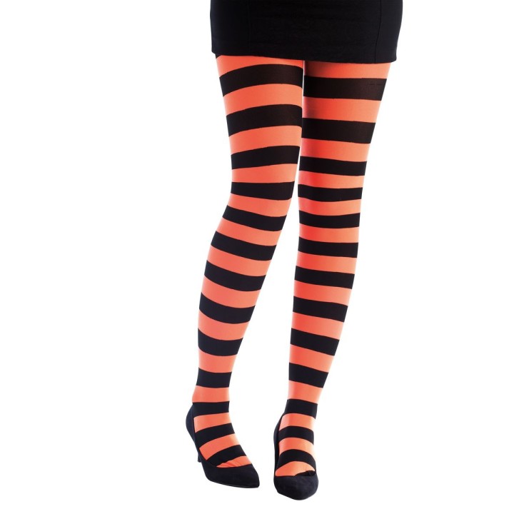 Collant rayé noir/orange