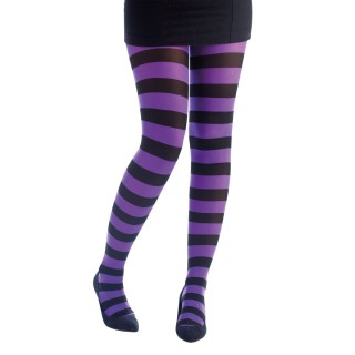 Collant rayé noir/violet