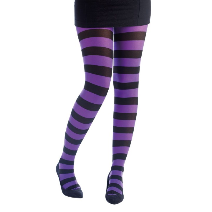 Collant rayé noir/violet