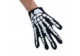 Gants noirs impression squelette