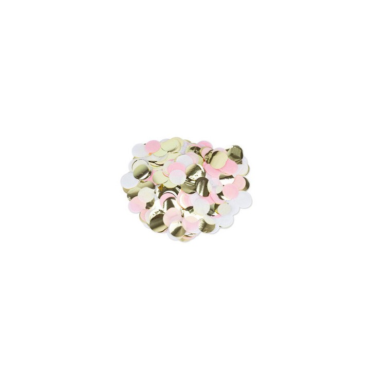 Mini confettis rond rose/blanc/or - Article de fête
