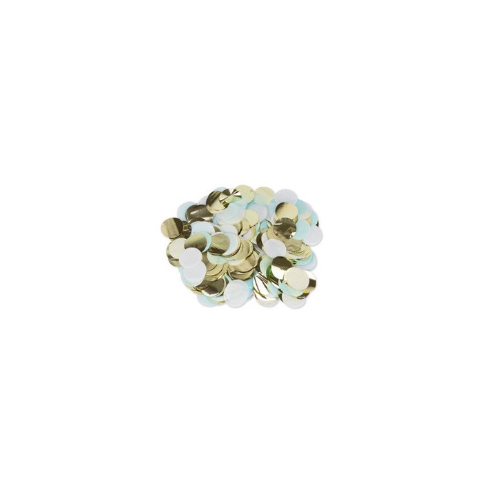Mini confettis rond bleu/blanc/or - Article de fête
