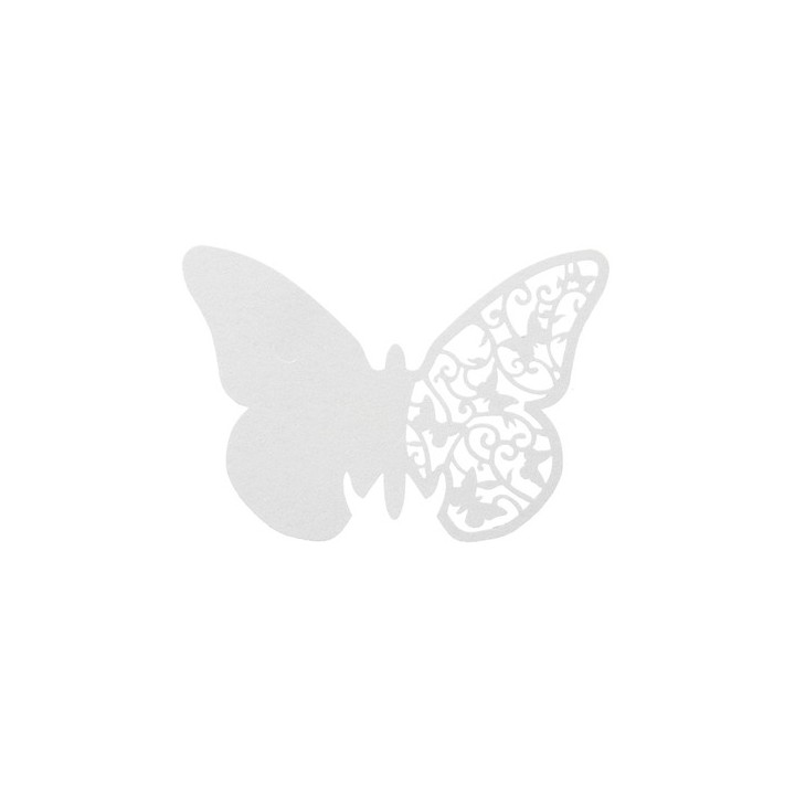 10 Marque verre papillon blanc - Article de fête