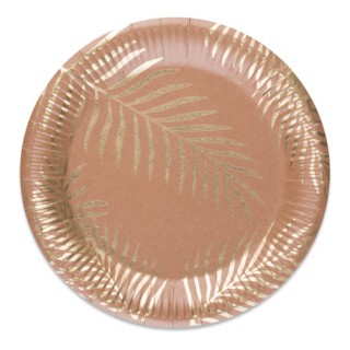 8 Assiettes carton kraft palmier or - Articles de fête