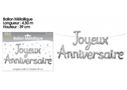 Ballon métallique joyeux anniversaire argent