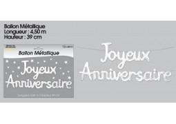 Ballon métallique joyeux anniversaire blanc