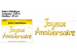 Ballon métallique joyeux anniversaire or