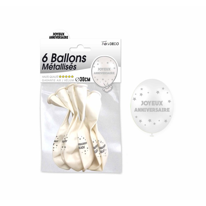 Ballons joyeux anniversaire blanc