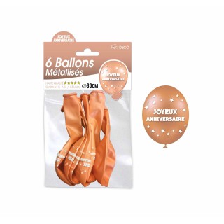 Ballons joyeux anniversaire cuivre