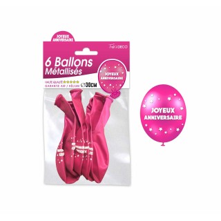 Ballons joyeux anniversaire fuschia