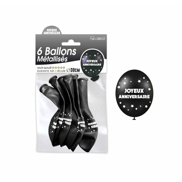 Ballons joyeux anniversaire noir