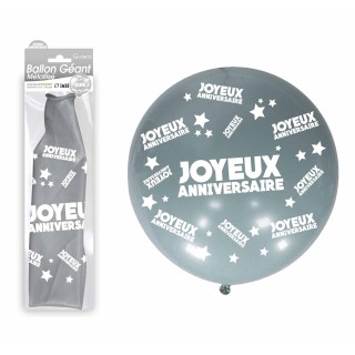 Ballon géant Joyeux anniversaire argent